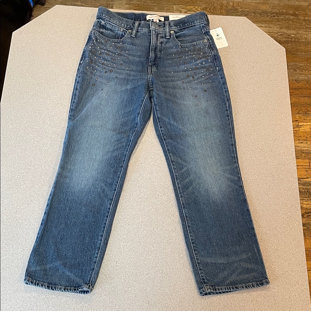Womens Lucky Brand Jeans Zoe High Rise Straight Size 6 Decorative Rivots